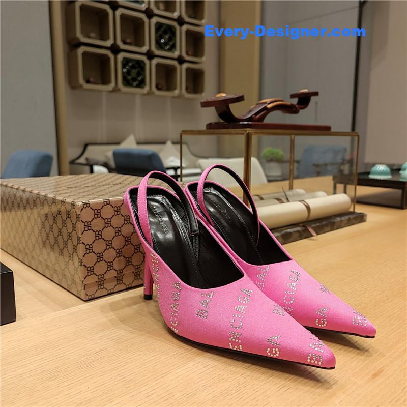 Ba1en*iaga pointed toe stiletto square tail mule sliders
