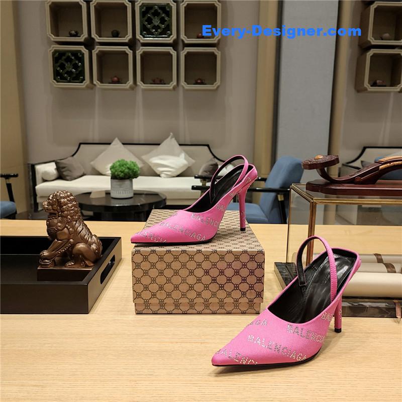 Ba1en*iaga pointed toe stiletto square tail mule sliders