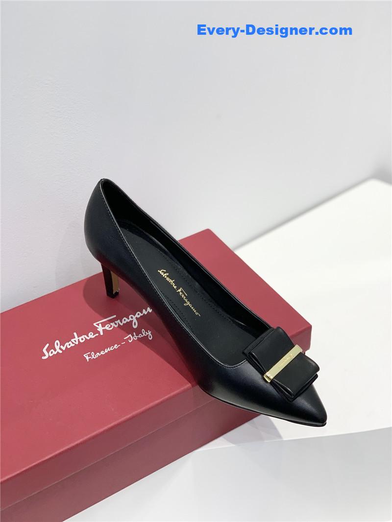 Salvatore Ferragamo double bow pointed pumps
