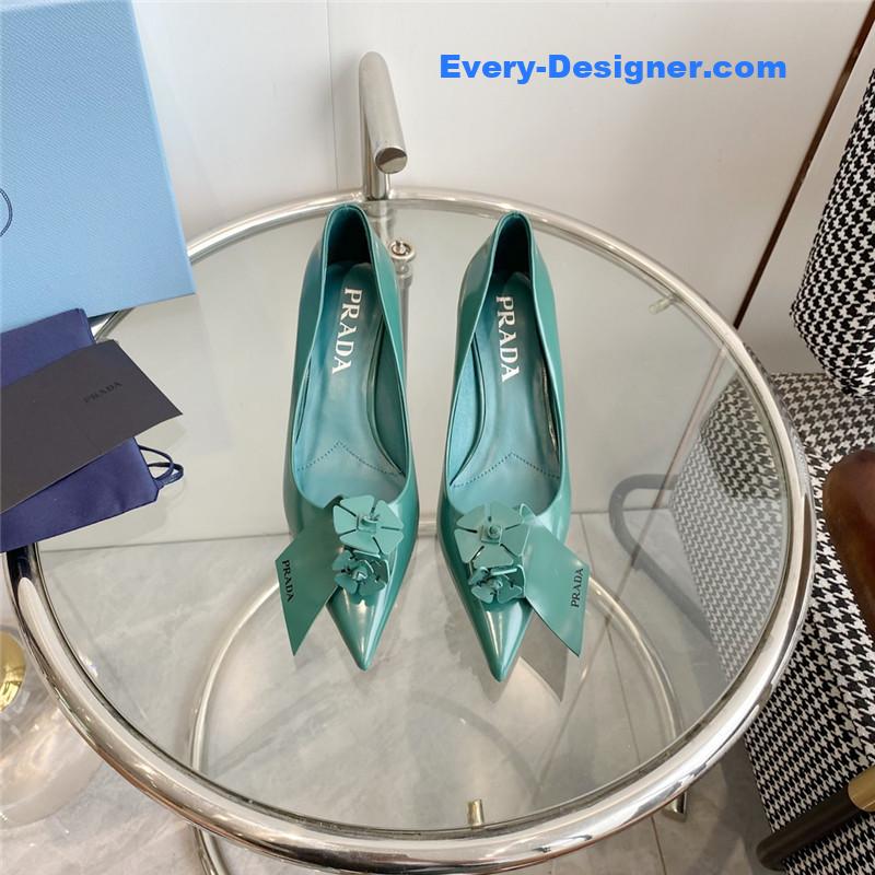 Pra*a flower pointed toe small cone heel shoes