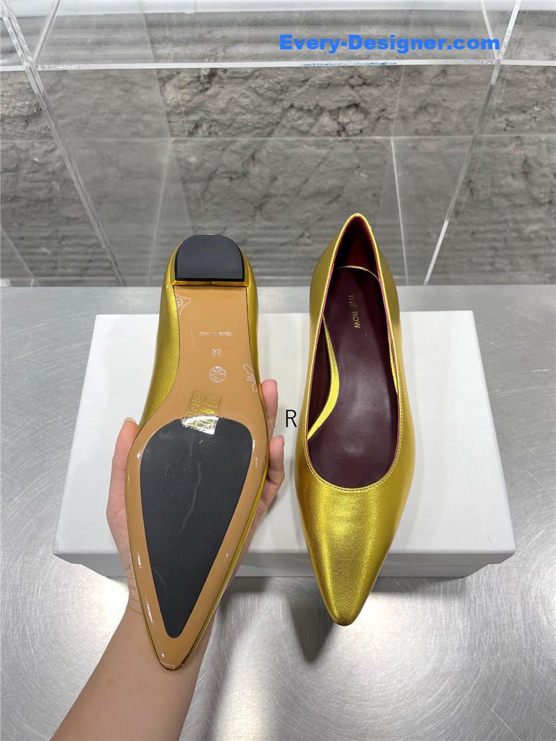 The R0w new french pointed toe chunky low-heeled shoes