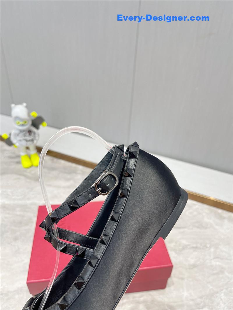 Va1e*ntin0 rockstud studded satin ballet flats