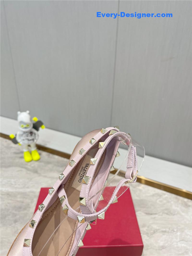 Va1e*ntin0 rockstud studded satin ballet flats