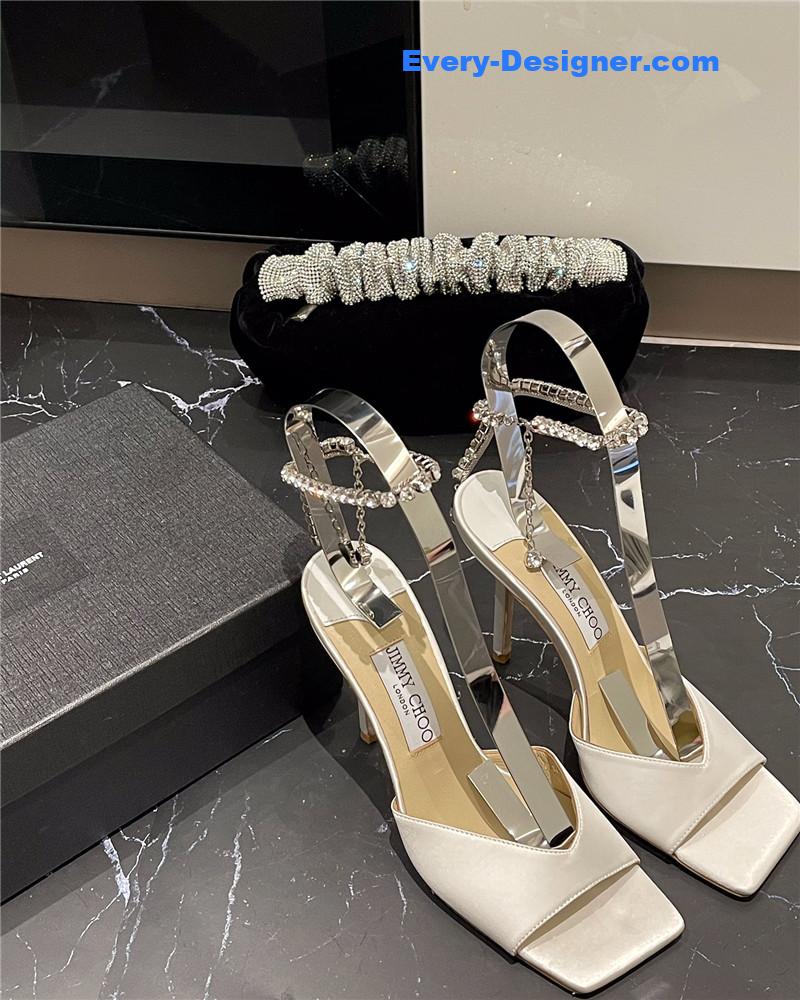 J1m*y Ch00 new ice fish mouth high-heeled sandals