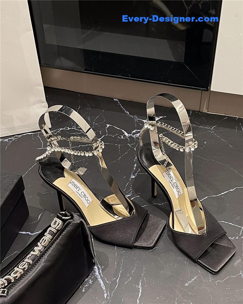 J1m*y Ch00 new ice fish mouth high-heeled sandals
