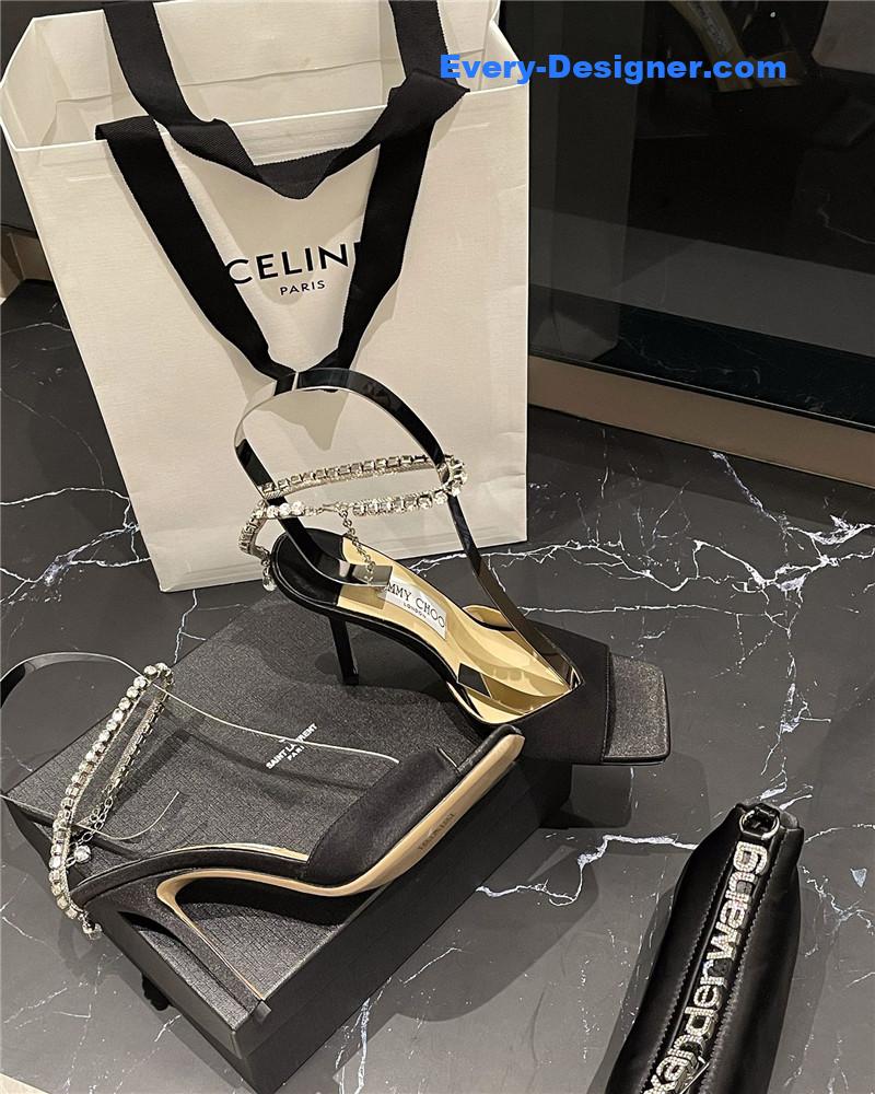 J1m*y Ch00 new ice fish mouth high-heeled sandals