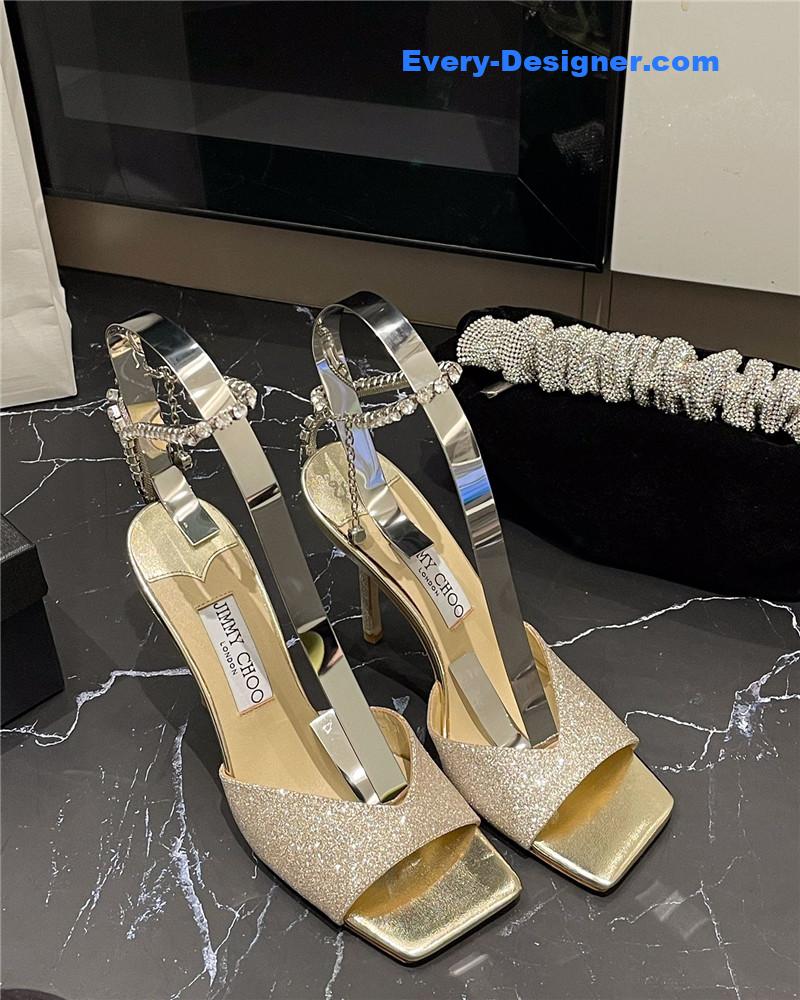 J1m*y Ch00 new ice fish mouth high-heeled sandals