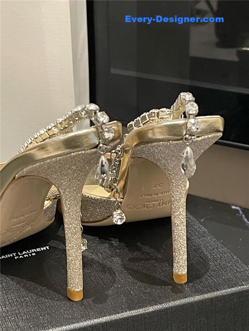 J1m*y Ch00 new ice fish mouth high-heeled sandals