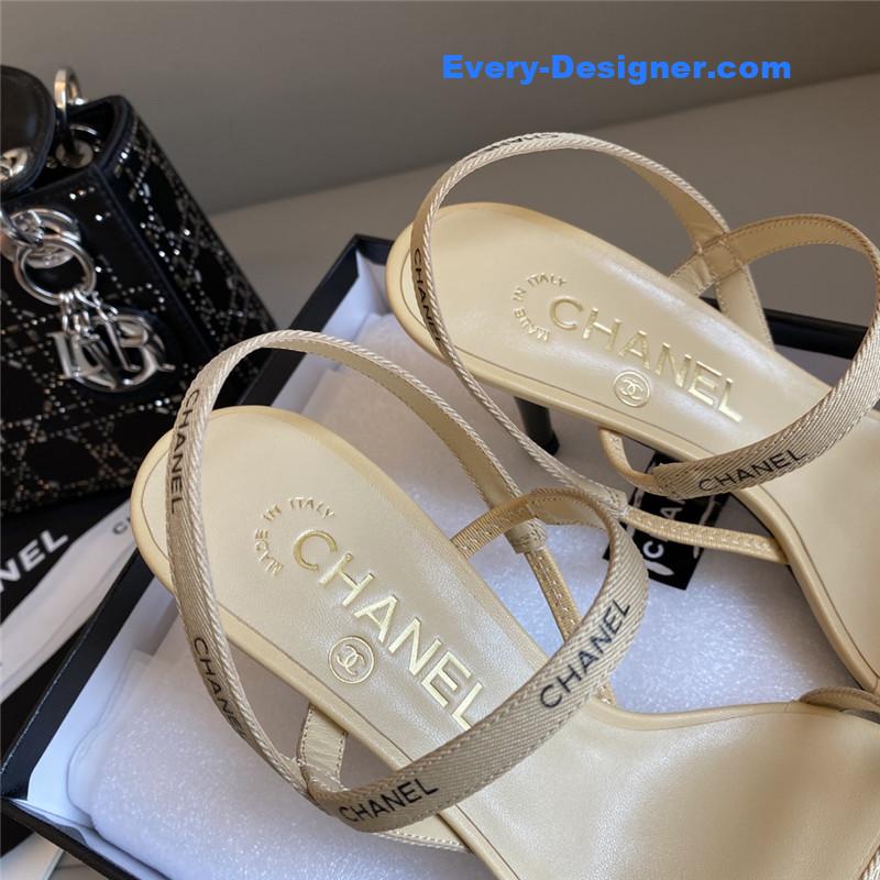 Ch**el beige satin ribbon heels
