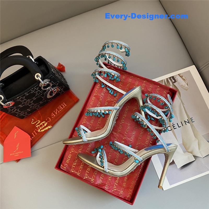 Rene Caovilla Classic Snake Wrap Sandals