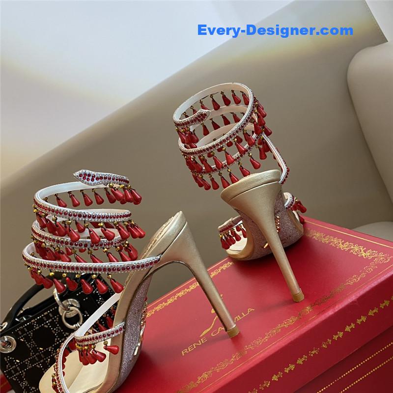 Rene Caovilla Classic Snake Wrap Sandals