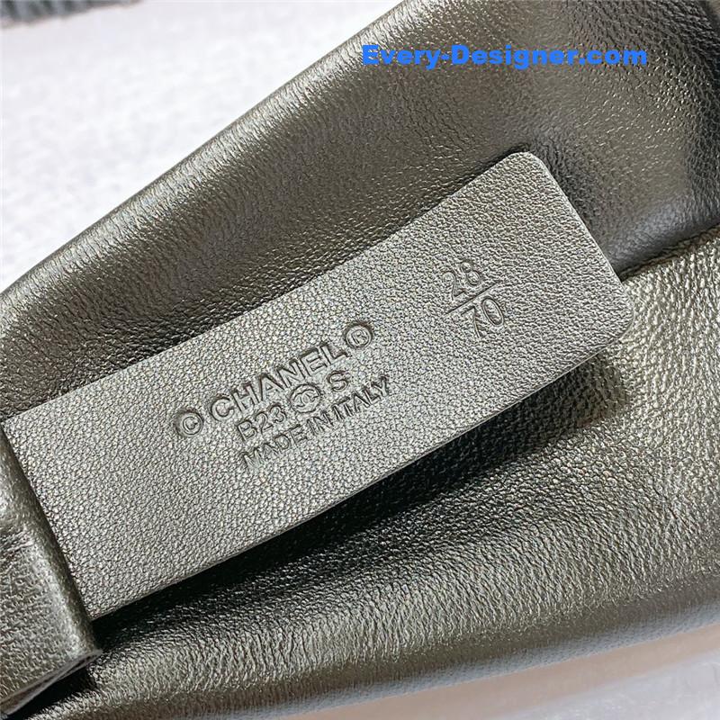 Ch**el smooth Ch**el brass buckle sheepskin elastic belt
