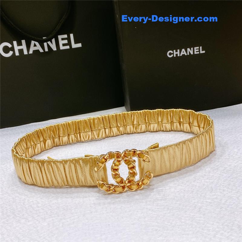 Ch**el smooth Ch**el brass buckle sheepskin elastic belt