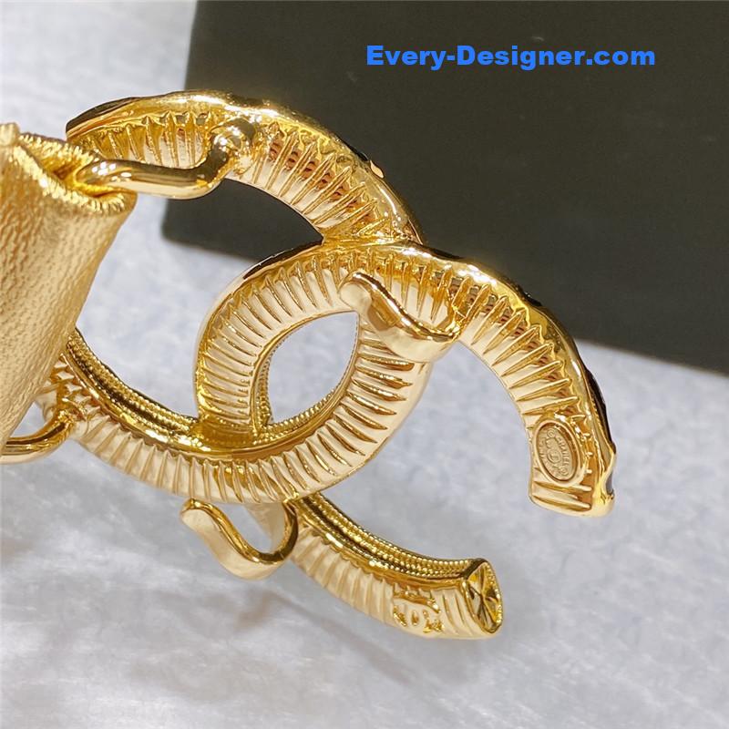 Ch**el smooth Ch**el brass buckle sheepskin elastic belt