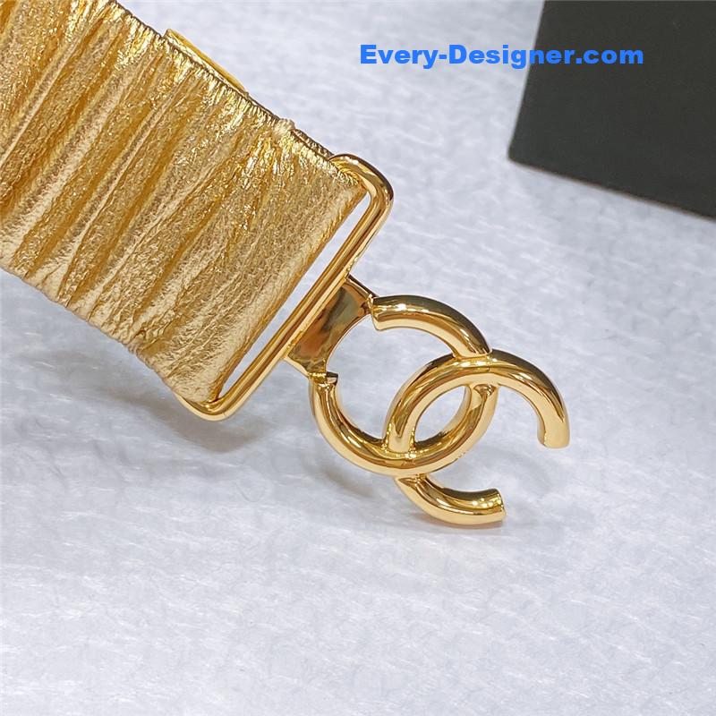 Ch**el smooth Ch**el brass buckle sheepskin elastic belt