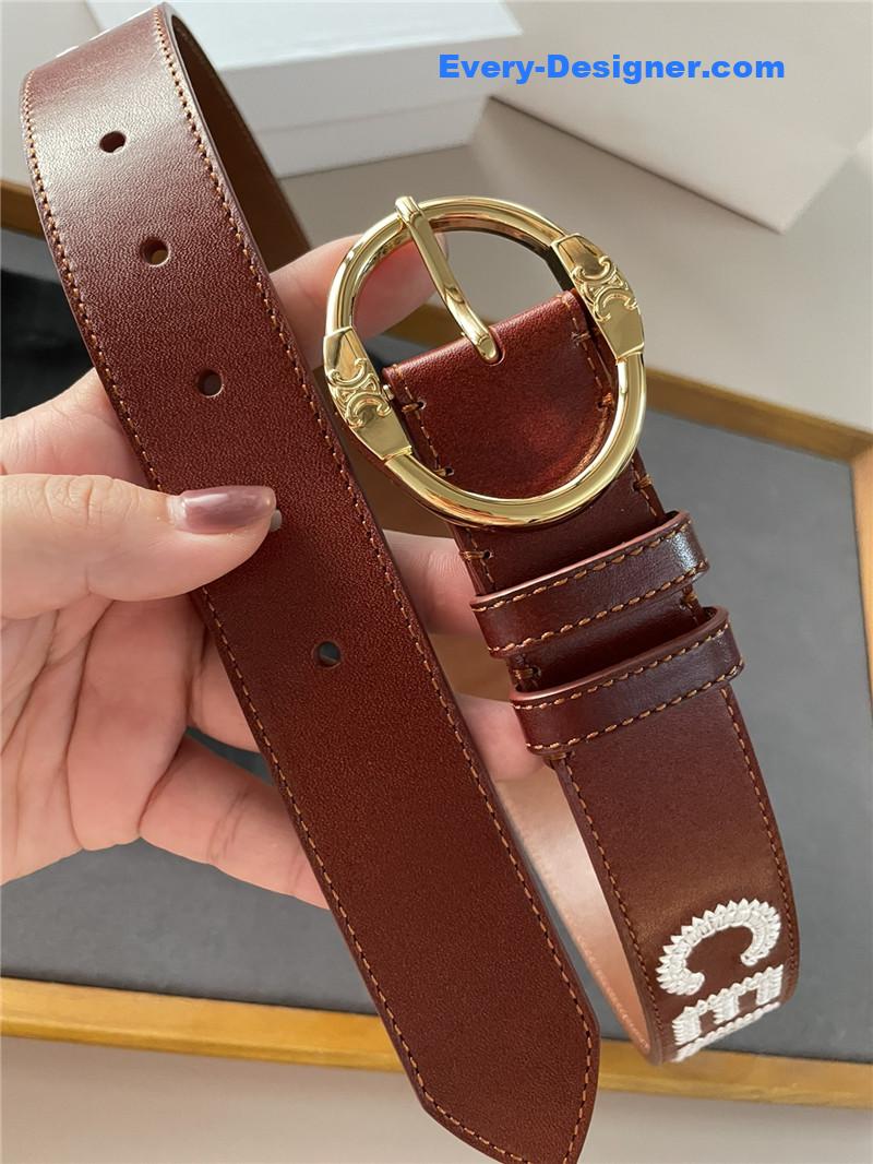 Ce1i*e embroidered belt in vintage calfskin