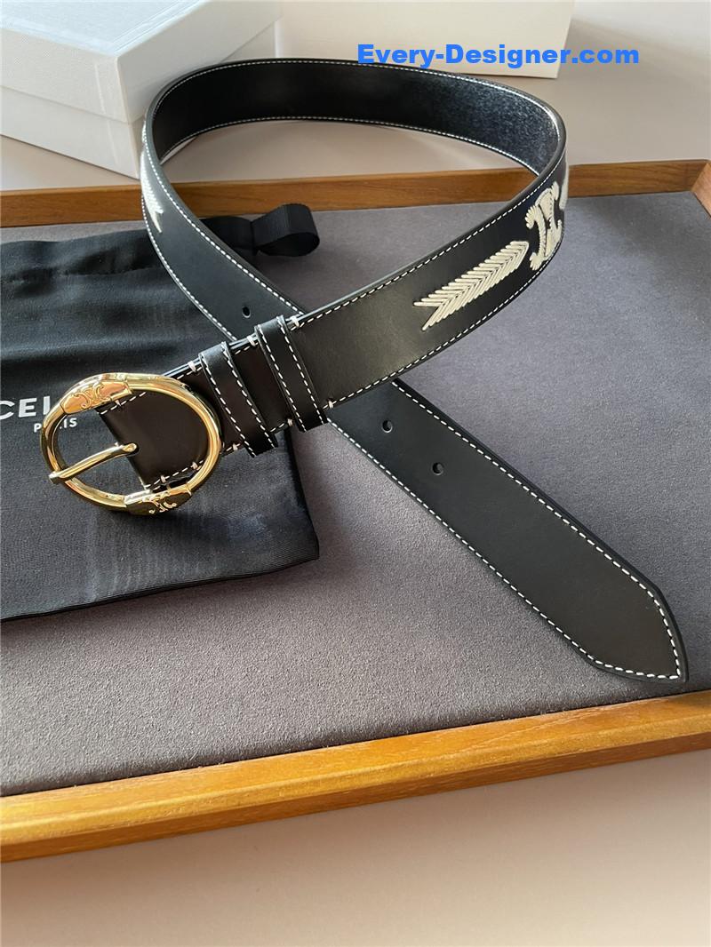 Ce1i*e embroidered belt in vintage calfskin