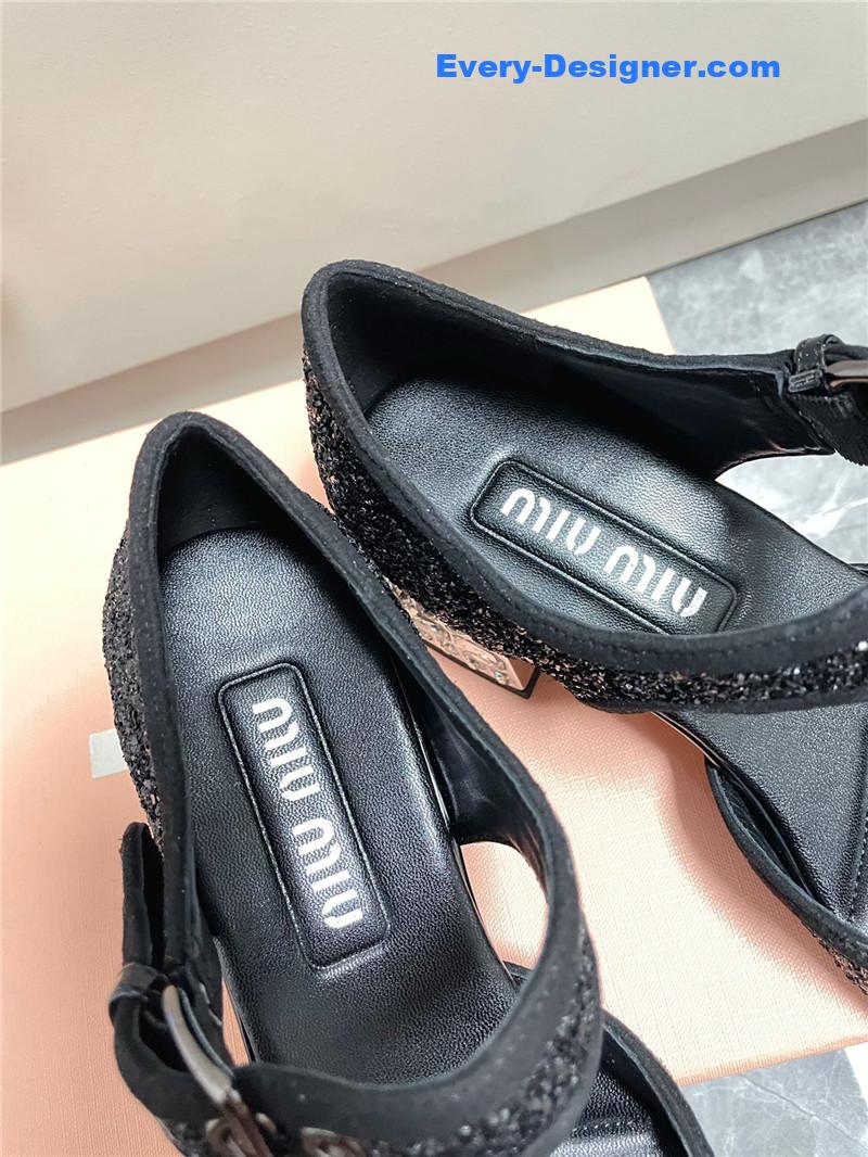 M1um1u mary jane rhinestone heels
