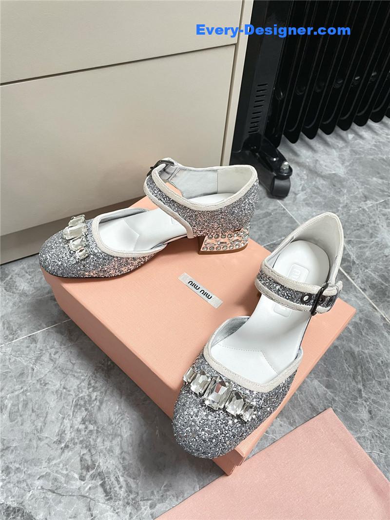 M1um1u mary jane rhinestone heels