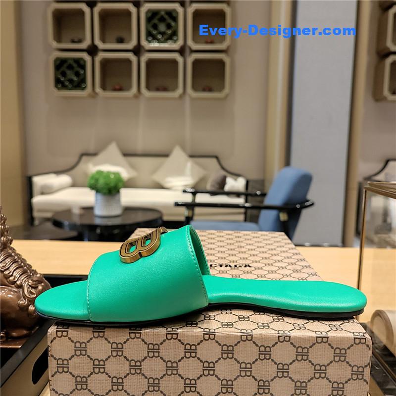 Ba1en*iaga flat heel round toe slide side slides