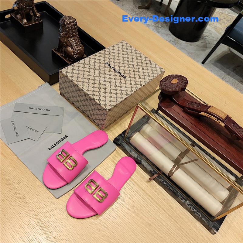Ba1en*iaga flat heel round toe slide side slides