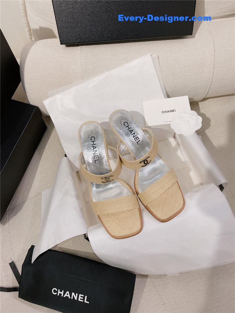 CC double C word with high-heeled sandals and slippers