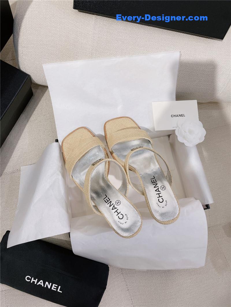 CC double C word with high-heeled sandals and slippers