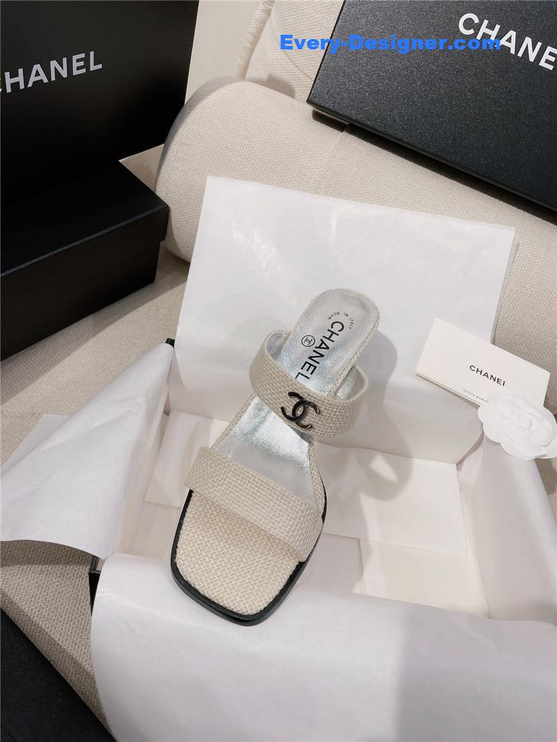 CC double C word with high-heeled sandals and slippers