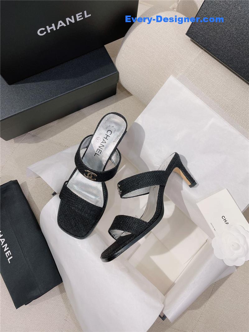 CC double C word with high-heeled sandals and slippers