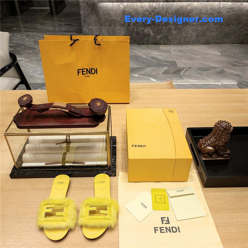 F**di flat fur slippers