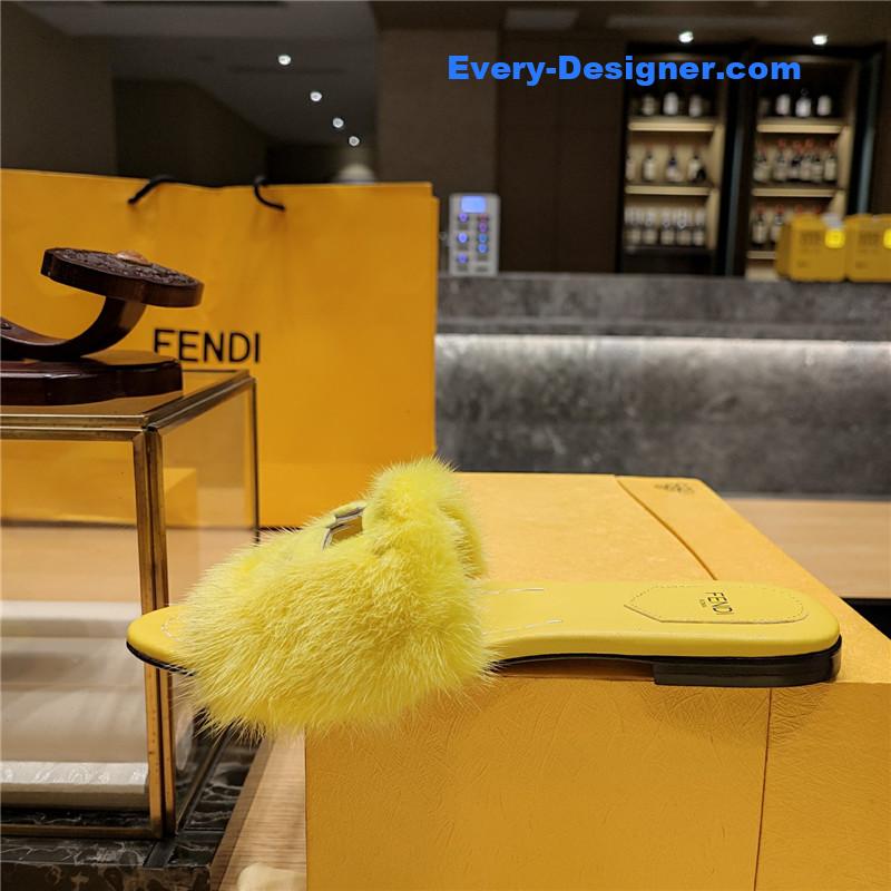 F**di flat fur slippers
