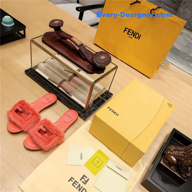 F**di flat fur slippers