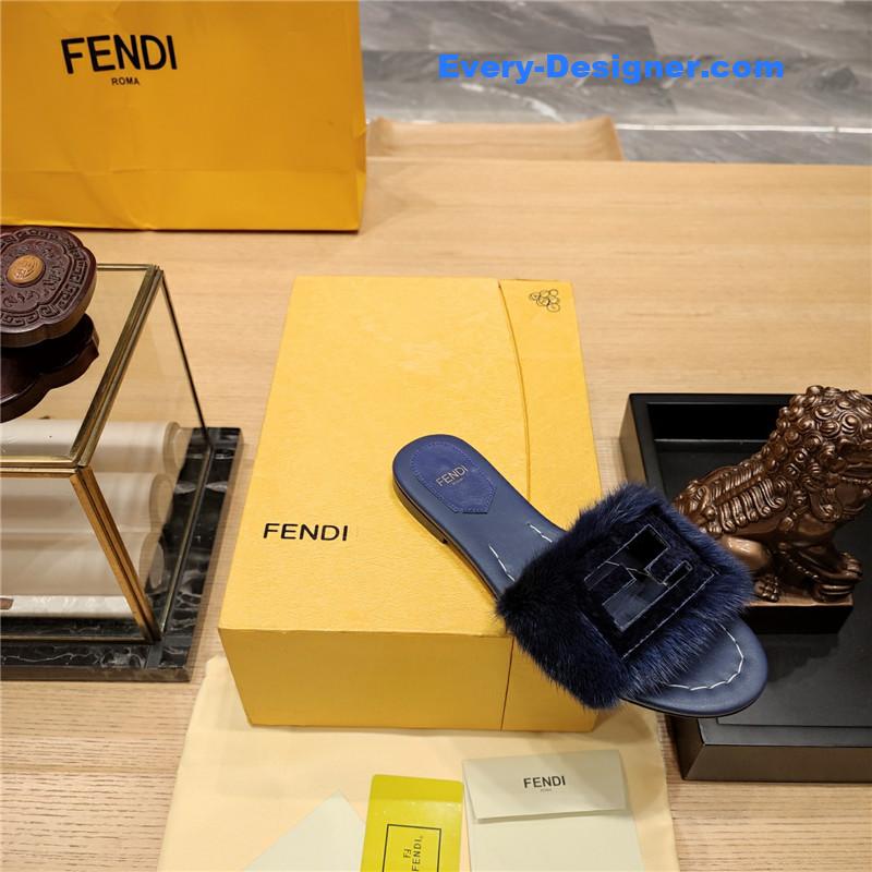 F**di flat fur slippers