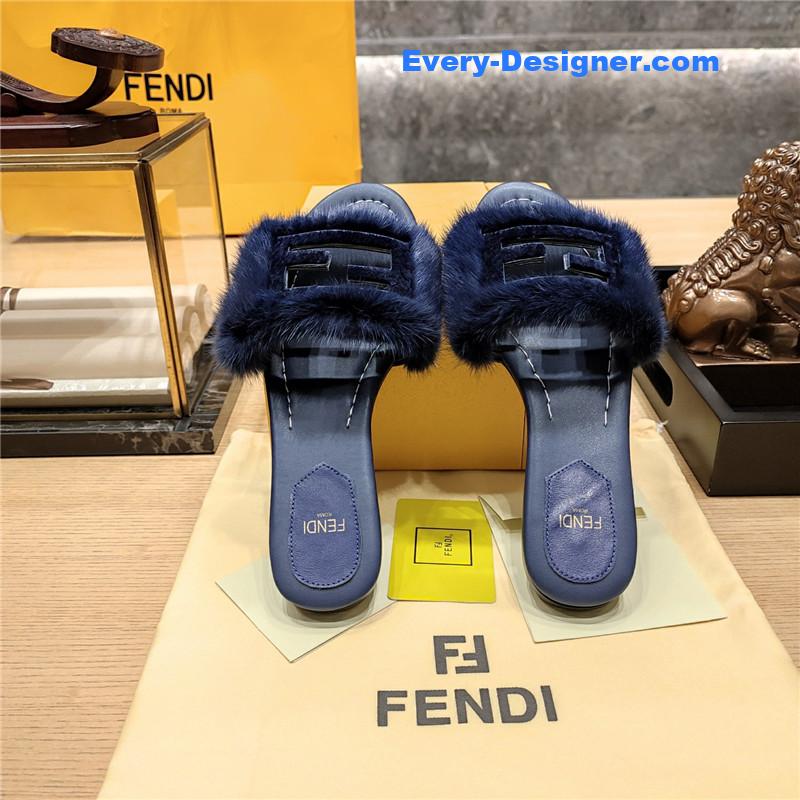 F**di flat fur slippers