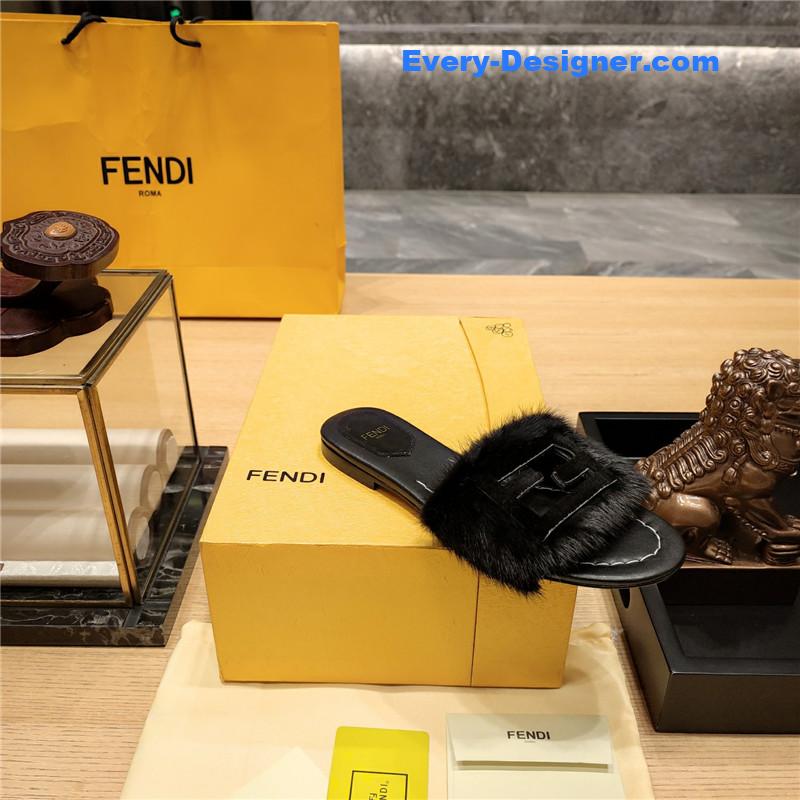 F**di flat fur slippers