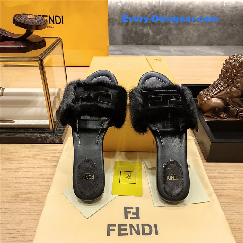 F**di flat fur slippers