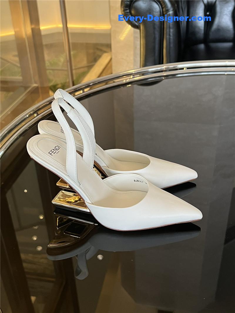 F**di f-shaped three-dimensional heel pumps