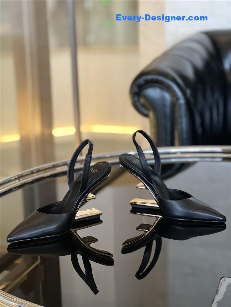 F**di f-shaped three-dimensional heel pumps