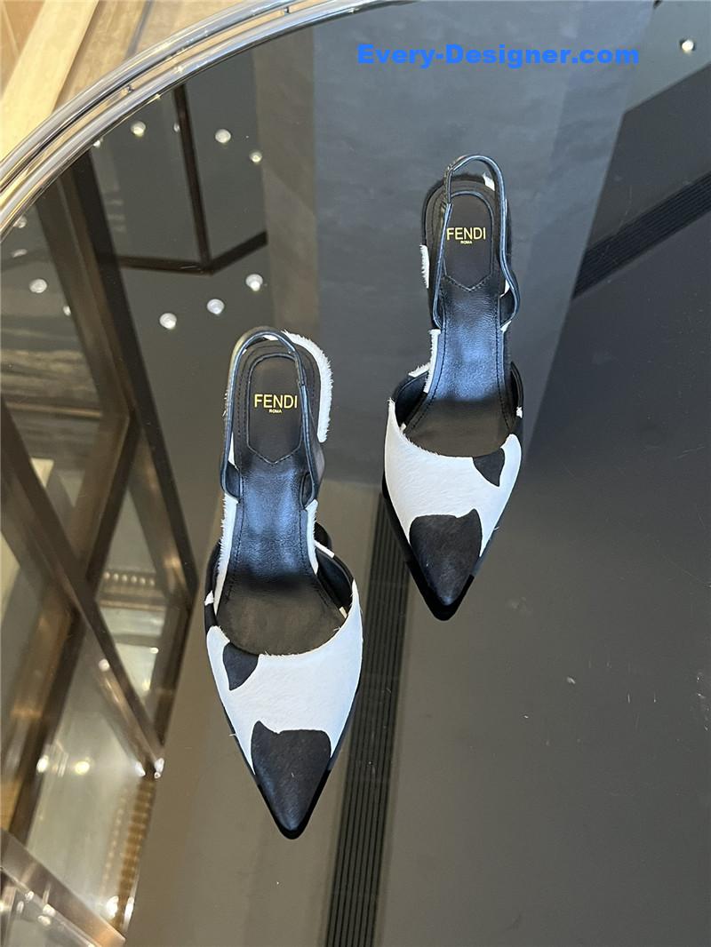 F**di polka dot horsehair slingback pumps