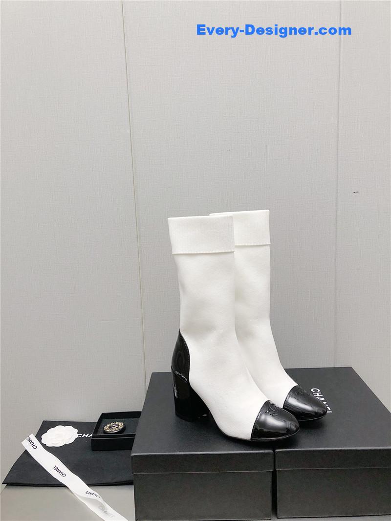 CC autumn winter small fragrance chunky heel socks boots