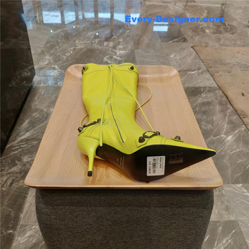 Ba1en*iaga lemon point toe side zip tall boots