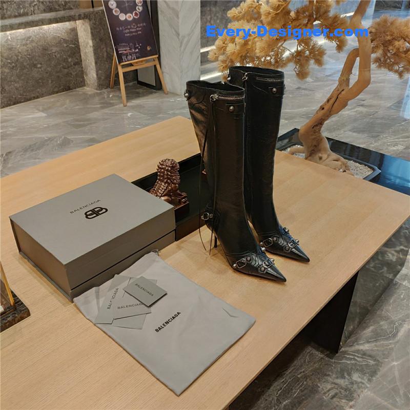 Ba1en*iaga lemon point toe side zip tall boots