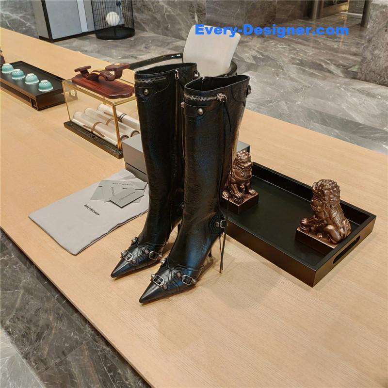 Ba1en*iaga lemon point toe side zip tall boots