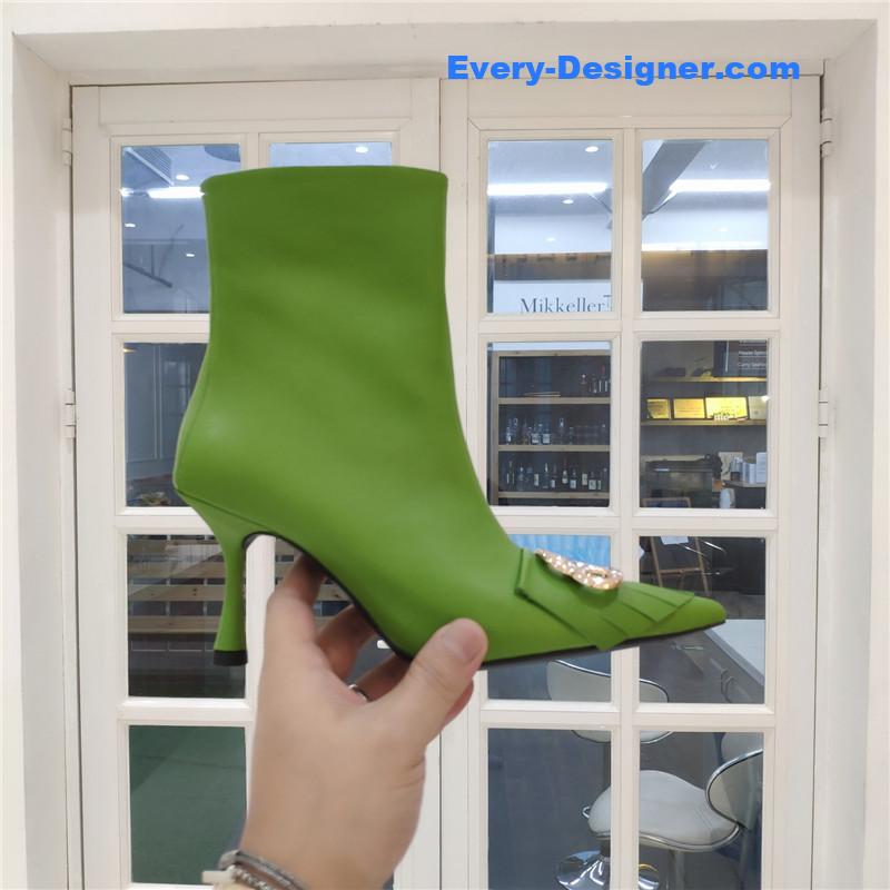 Ba1en*iaga new shape double b buckle flower toe ankle boots