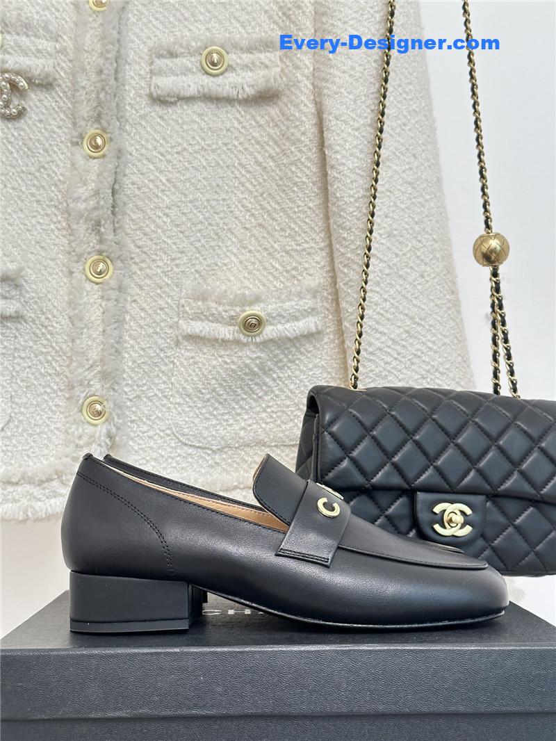 CC double C letter buckle square head chunky loafers