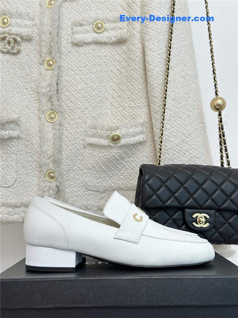CC double C letter buckle square head chunky loafers