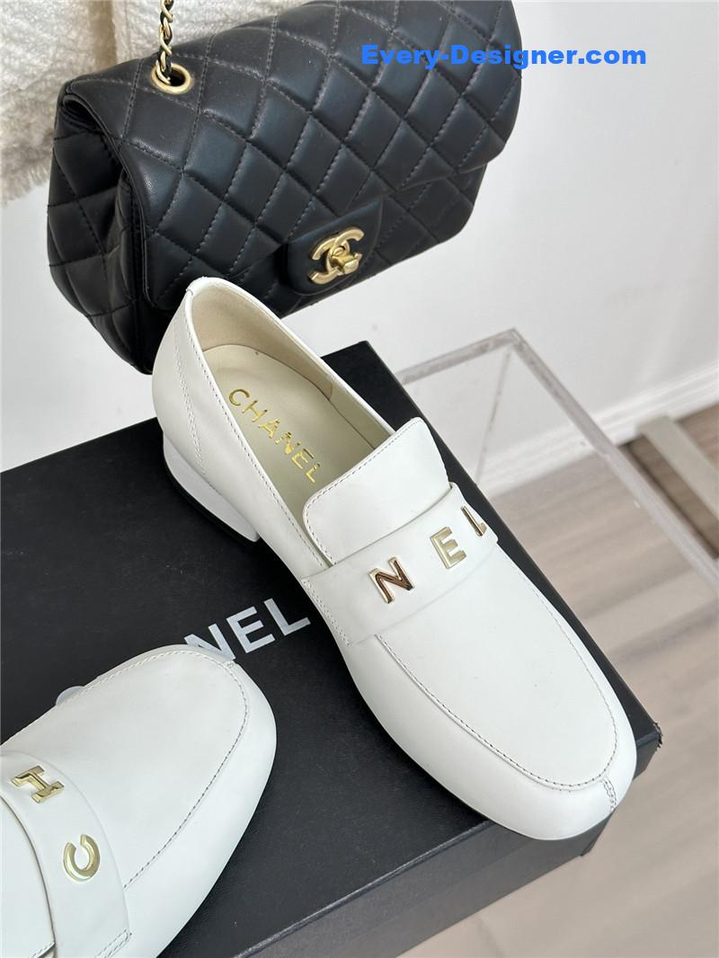 CC double C letter buckle square head chunky loafers