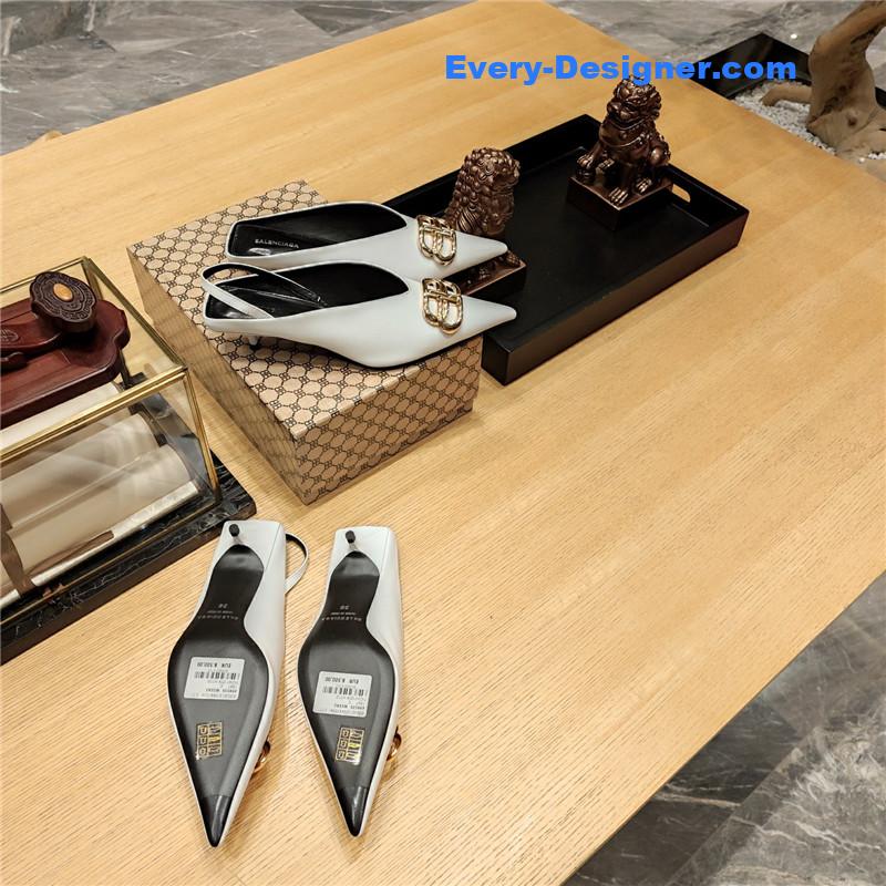 Ba1en*iaga double b buckle cat heel mules slippers
