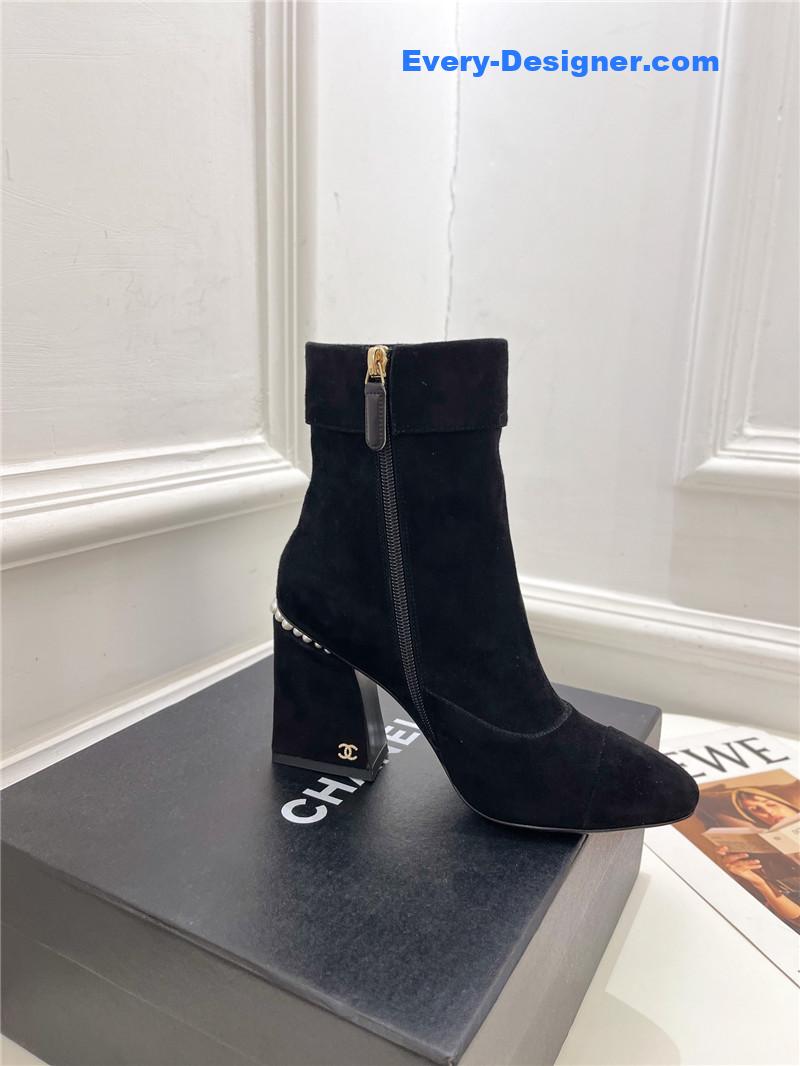 CC catwalk style pearl heel ankle boots