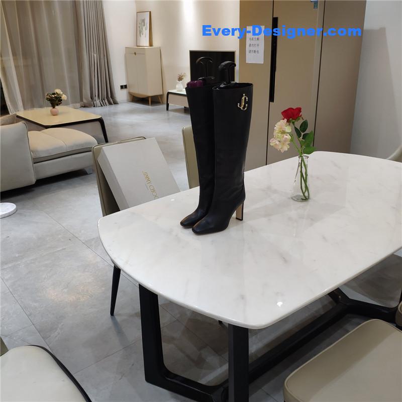 J1m*y Ch00 signature jc buckle chunky heel leather boots